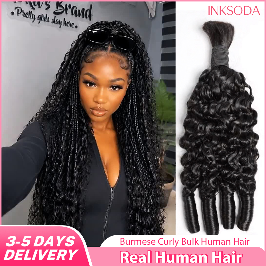 Water Wave Bulk Human Hair For Braiding - 12A 12-30 İnç 1-5 Adet Boho