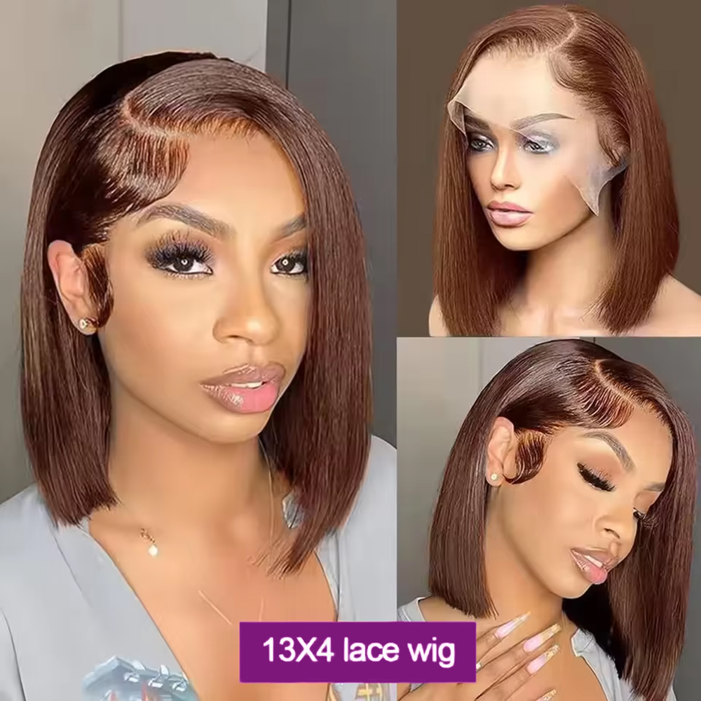 Önceden İşlenmiş, Çikolata Kah - Pre Parted 13X4 Lace Front Bob Wig incelemesi ve fiyatı