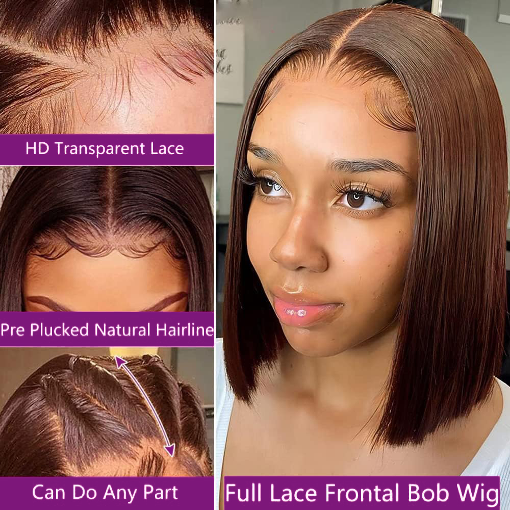 Önceden İşlenmiş, Çikolata Kah - Pre Parted 13X4 Lace Front Bob Wig incelemesi ve fiyatı