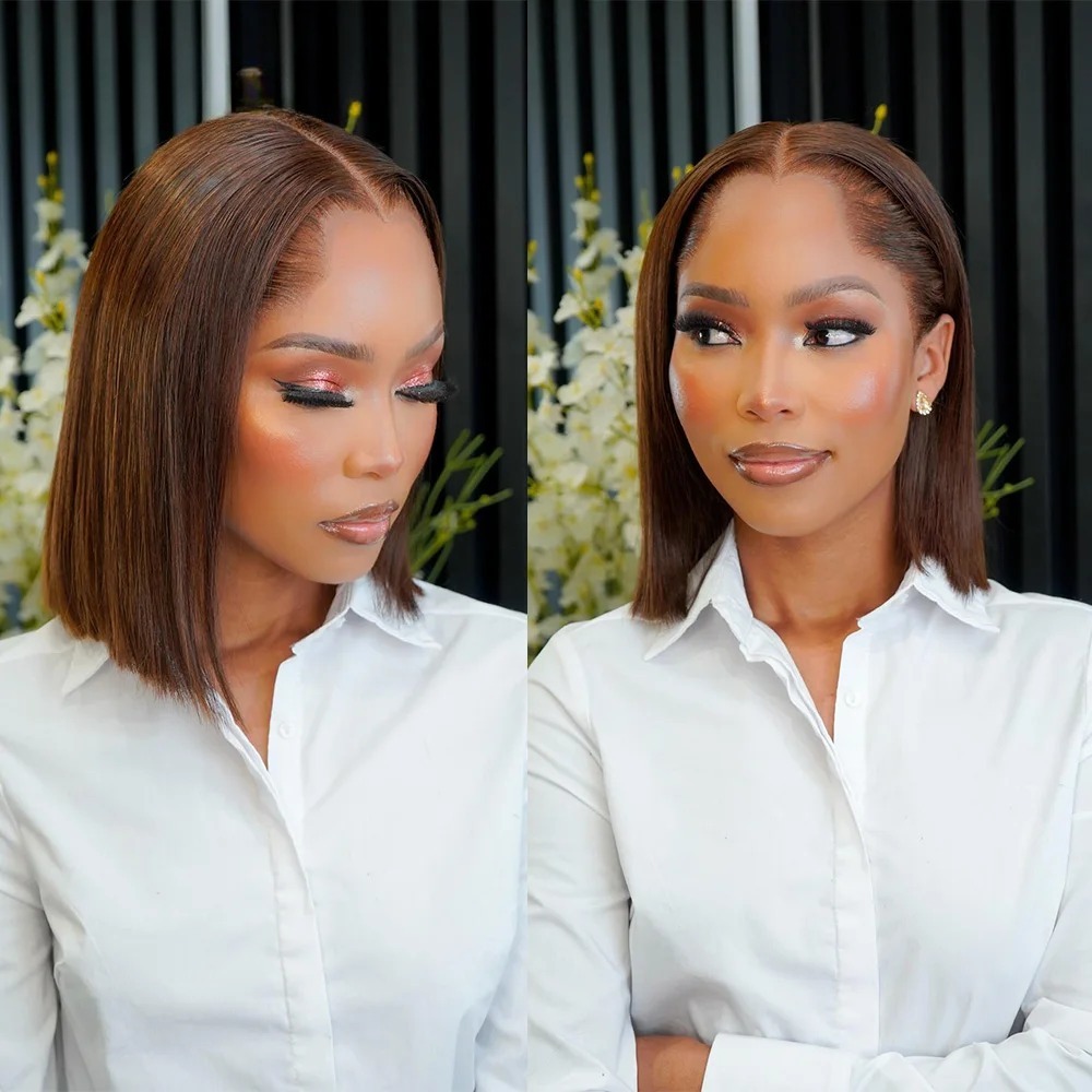 Koyu Kahverengi Peruk, 13x4 HD - Pre Parted 13X4 Lace Front Bob Wig incelemesi ve fiyatı