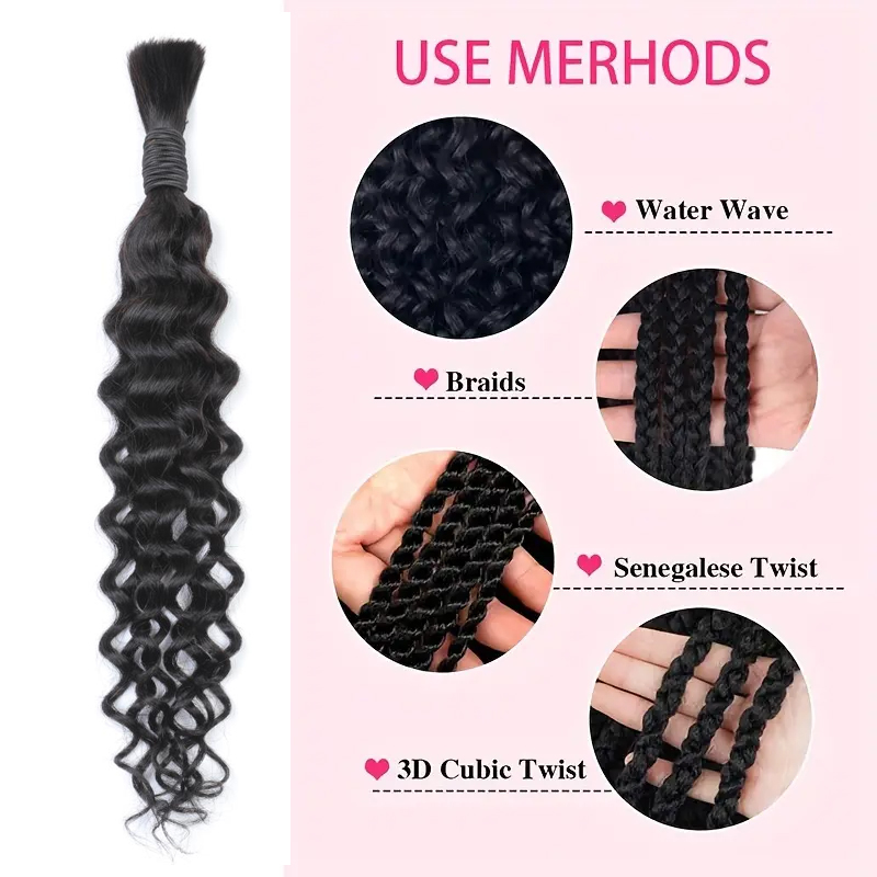 Boho Tarzı, Dalgalı İnsan Saçı - Water Wave Bulk Human Hair For Braiding incelemesi ve fiyatı
